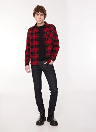 Replay Normal Kırmızı Çizgili Erkek Gömlek M4095 010 BLACK/RED