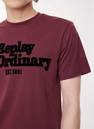 Replay Bisiklet Yaka Baskılı Bordo Erkek T-Shirt M6646 164 AMARANTH RED