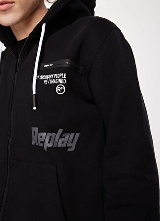 Replay Kapüşon Yaka Siyah Erkek Sweatshırt M6706 098 BLACK