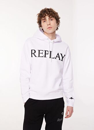 Replay Kapüşon Yaka Beyaz Erkek Sweatshırt M6711 001 WHITE