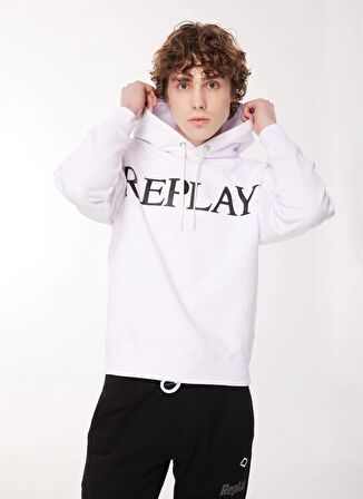 Replay Kapüşon Yaka Beyaz Erkek Sweatshırt M6711 001 WHITE