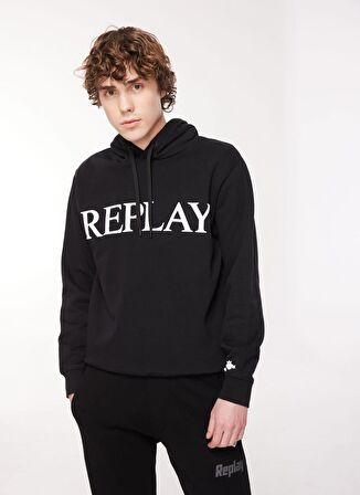 Replay Kapüşon Yaka Siyah Erkek Sweatshırt M6711 098 BLACK