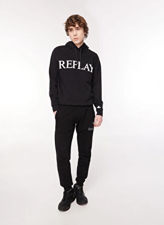 Replay Kapüşon Yaka Siyah Erkek Sweatshırt M6711 098 BLACK