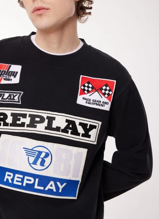 Replay Bisiklet Yaka Siyah Erkek Sweatshırt M6718 098 BLACK