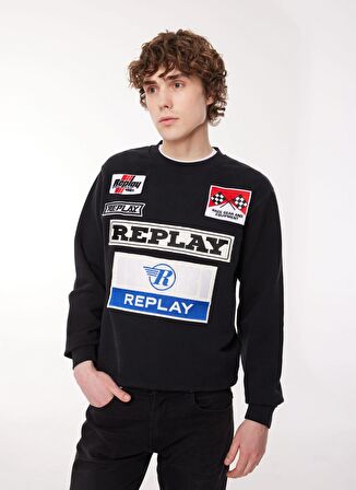 Replay Bisiklet Yaka Siyah Erkek Sweatshırt M6718 098 BLACK