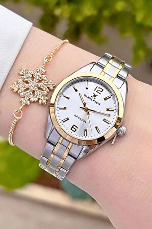 Daniel Klein DKISTE1152 Gold Gümüş Renk Hediye Paketli Kadın Kol Saati ve Bileklik