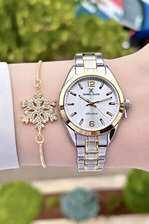 Daniel Klein DKISTE1152 Gold Gümüş Renk Hediye Paketli Kadın Kol Saati ve Bileklik