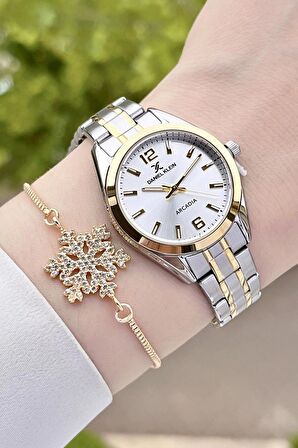 Daniel Klein DKISTE1152 Gold Gümüş Renk Hediye Paketli Kadın Kol Saati ve Bileklik