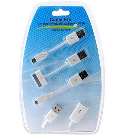 NVD-313 (FSL-1002) ÇOKLU USB KABLO İPOD, İPHONE, NOKİA, MOTOROLA, SAMSUNG, BLACKBERRY İÇİN ÇOK FONKSİYONLU DÖNÜŞTÜRME KABLOSU (BEYAZ)