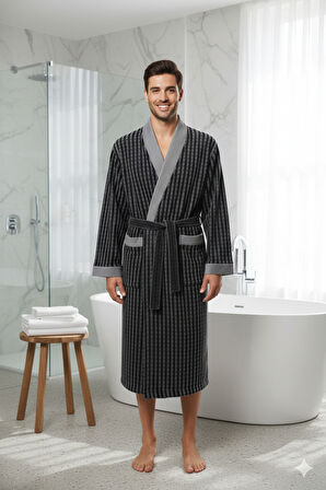 Özdilek Larco Siyah Erkek Bornoz Seti 1 Bornoz 1 Baş Havlusu L Beden