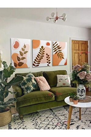3lü Set Boho Bohem Bohe Retro Art Soyut Tablo Dekoratif Kanvas Tablo Canvas Tablolar Soyut Tablolar
