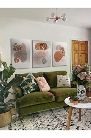 3lü Set Boho Bohem Bohe Retro Art Soyut Tablo Dekoratif Kanvas Tablo Canvas Tablolar Soyut Tablolar