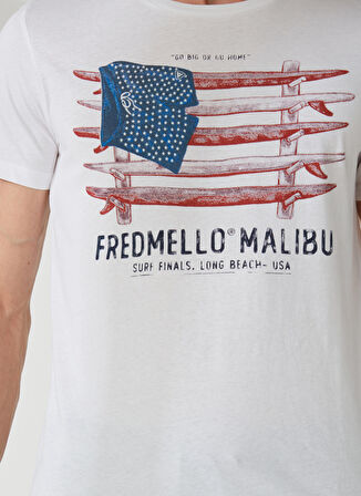 Fred Mello Bisiklet Yaka Beyaz Erkek T-Shirt FM23S22TGWHITE