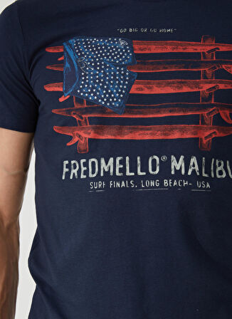 Fred Mello Bisiklet Yaka Mavi Erkek T-Shirt FM23S22TGBLUE