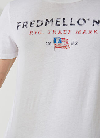 Fred Mello Bisiklet Yaka Beyaz Erkek T-Shirt FM23S23TGWHITE