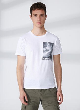 Fred Mello Bisiklet Yaka Beyaz Erkek T-Shirt FM23S38TGWHITE