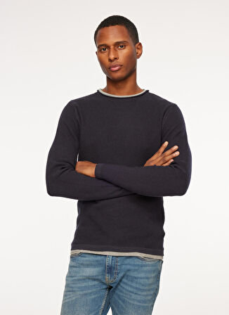 Fred Mello Bisiklet Yaka Slim Fit Lacivert Erkek Kazak FM23W07MG