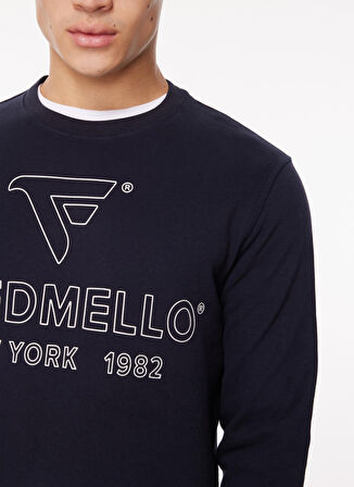 Fred Mello Bisiklet Yaka Lacivert Erkek Sweatshırt FM23W03FG