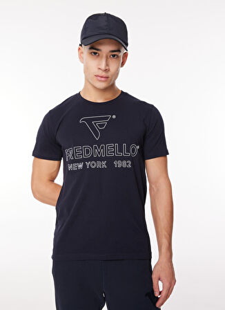 Fred Mello Bisiklet Yaka Lacivert Erkek T-Shirt FM23W02TG