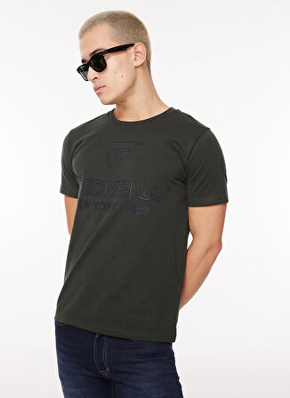 Fred Mello Bisiklet Yaka Kahve Erkek T-Shirt FM23W02TG