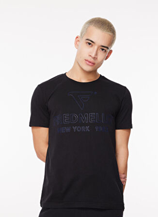 Fred Mello Bisiklet Yaka Siyah Erkek T-Shirt FM23W02TG