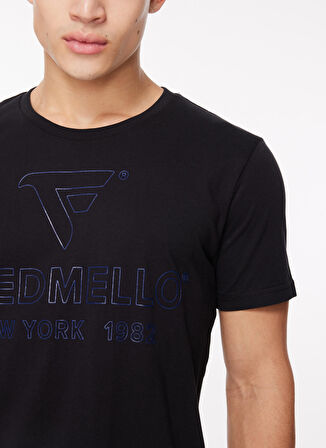 Fred Mello Bisiklet Yaka Siyah Erkek T-Shirt FM23W02TG