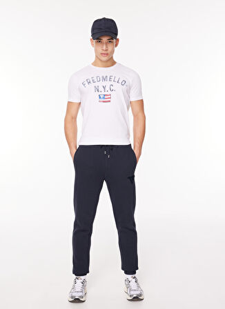 Fred Mello Lastikli Bel Slim Fit Lacivert Erkek Eşofman Altı FM23W04PF