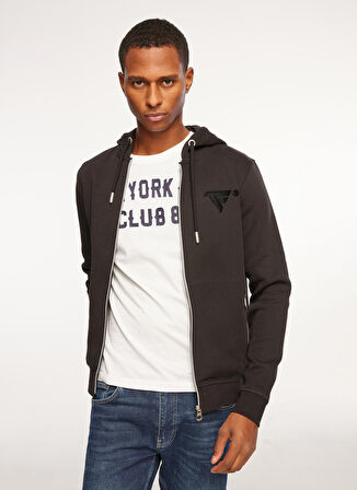 Fred Mello Kapüşon Yaka Siyah Erkek Sweatshırt FM23W08FZ