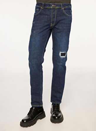 Fred Mello Normal Bel Normal Paça Slim Fit Lacivert Erkek Denim Pantolon FM23W27PD