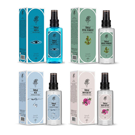 Rebul EDC Kolonya 125 ml Pet Şişe Aqua-Pine Forest-Ice-Bouquet 4 lü Karma
