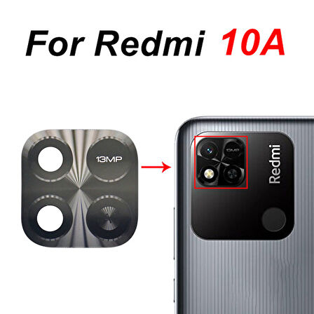 Tkgz Xiaomi Redmi 10A Arka Kamera Camı Lens Yapışkanlı