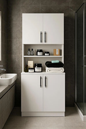 Leylak Kapaklı Çamaşır Makinesi Dolabı ve Çok Amaçlı Dolap