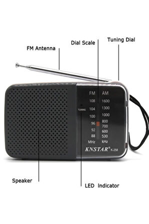 Knstar K-258 Taşınabilir Cep Radyosu