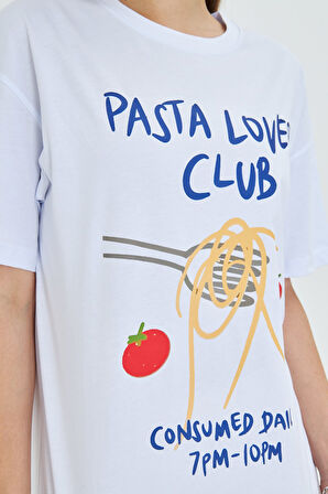 Makarna Aşıkları İçin Tasarlanmış %100 Pamuk Comfort Kadın Tişört