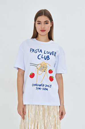 Makarna Aşıkları İçin Tasarlanmış %100 Pamuk Comfort Kadın Tişört