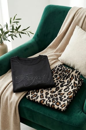 Kadın Desenli Bambu Viskon Uzun Kollu Soft Örme Mevsimlik Pijama Takımı