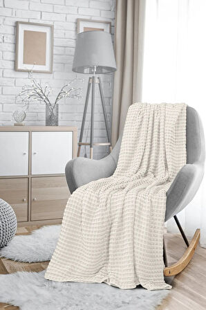 | %100 Pamuk Waffle Desen Çift Kişilik Pike |yatak Örtüsü | 200x230 | Battaniye | Çok Amaçlı Örtü