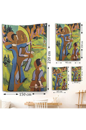 Ernst Ludwig Kirchner - Okçular Duvar Örtüsü - Archers-8064