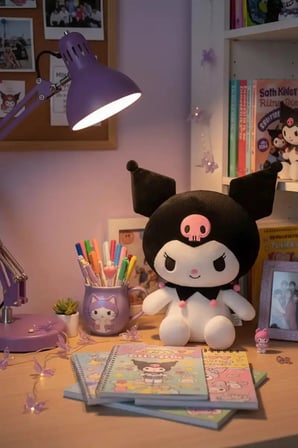 MINISO Sanrio Lisanslı Kuromi Oturan Peluş Oyuncak 40 Cm – Yumuşacık Büyük Boy