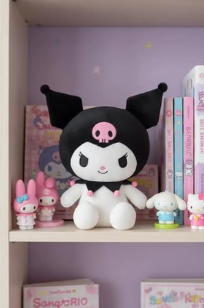 MINISO Sanrio Lisanslı Kuromi Oturan Peluş Oyuncak 40 Cm – Yumuşacık Büyük Boy