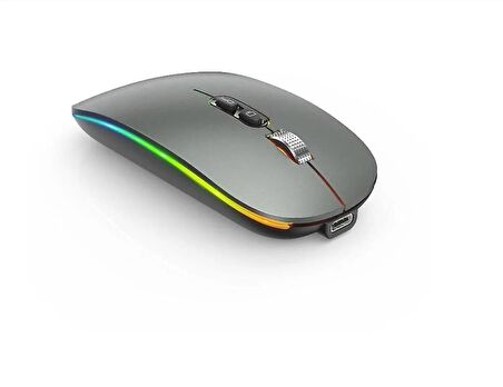 Bluetooth/Kablosuz LED ışıklı Şarj Edilebilir Mouse PC Gaming Kablosuz Macbook iPad laptop  Uyumlu