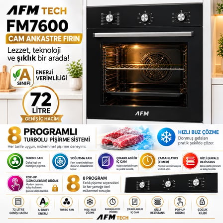Alveus AFM Serisi FUE-10 Siyah Dijital Elektr. Vitroseramik 3'lü Ankastre Set Fırın+Ocak+Davlumbaz
