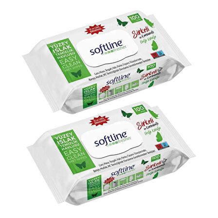 Softline Fresher Yüzey Islak Temizlik Havlusu 100'lü x 2 Adet