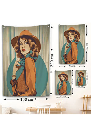 Güzel Retro Kadın Duvar Örtüsü-8069
