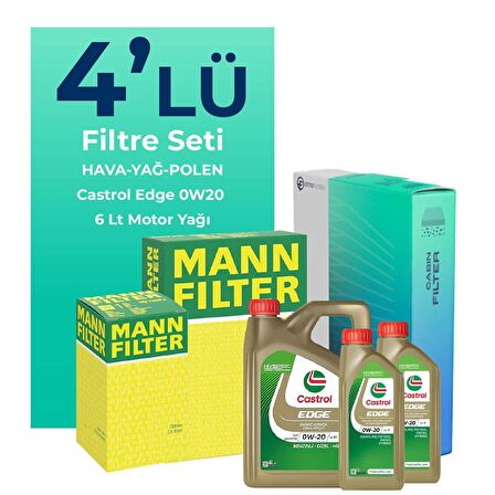 MANN Volvo XC40 2.0 Dizel Filtre Bakım Seti Castrol Motor Yağlı (2018-2023) 4 Lü
