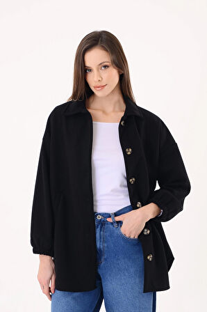 Kadın Kaşe Ceket - Siyah