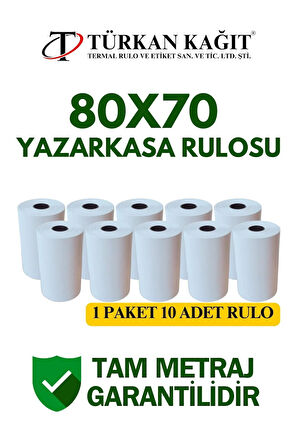 80x70 Termal Rulo - Yazarkasa Adisyon Rulosu 1 Paket 10 Adet