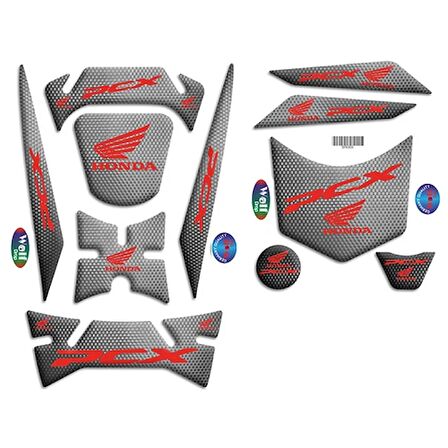 Wolf Tank Pad Gri-Kırmızı Honda Pcx 2018-2020