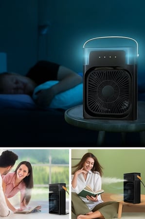 Roichil® Taşınabilir 3 Farklı Mod Ayarlı 7 Farklı Led Işıklı Sulu Soğutmalı Taşınabilir Masaüstü USB Fan Vantilatör