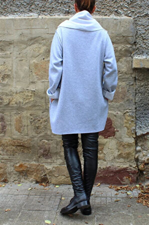 Kadın Gri Kısa Tasarım Sweatshirt Elbise 8072-2010